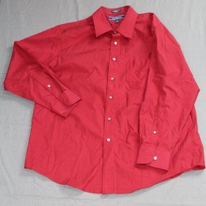 Croft & Barrow Men's Button Up Dress Shirt Broadcloth Red 17 32/33